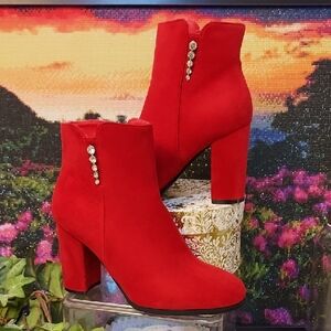 Womens Dream Pair Castaneda Rhinestone Accent Ankle Boot